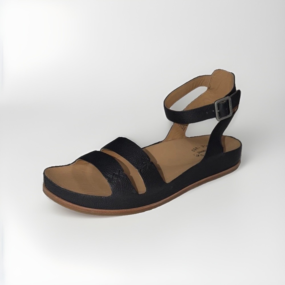 Kork Ease Audrina Ankle Strap Sandal Size 11 Black Leather Foam Comfort Insole